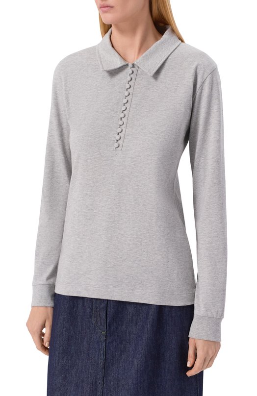 Хлопковое поло Dries Van Noten 011115-2603-813 Серый  011115-2603-813 Фото 3