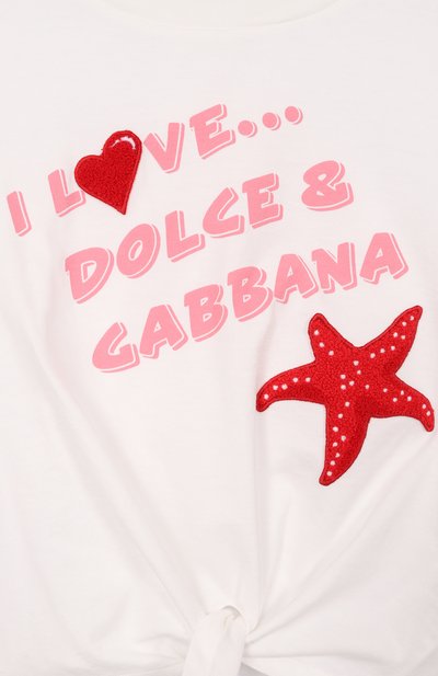 Хлопковая футболка DOLCE & GABBANA молочного цвета по цене 30850 руб., арт. L5JTQF/G7PWF_001, фото 3 Хлопковая футболка DOLCE & GABBANA, арт. L5JTQF/G7PWF_001, фото 3