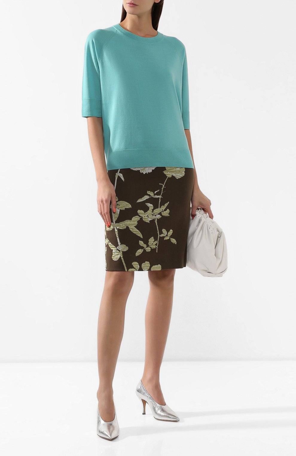 Шерстяной пуловер DRIES VAN NOTEN бирюзового цвета по цене 34050 руб., арт. 192-11298-8701, фото 2 Шерстяной пуловер DRIES VAN NOTEN, арт. 192-11298-8701, фото 2