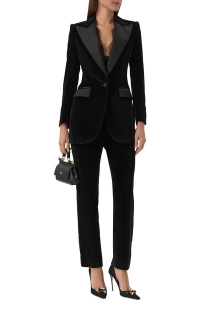 Бархатный жакет DOLCE & GABBANA черного цвета по цене 351500 руб., арт. F2942T/FUVG7, фото 2 Бархатный жакет DOLCE & GABBANA, арт. F2942T/FUVG7, фото 2