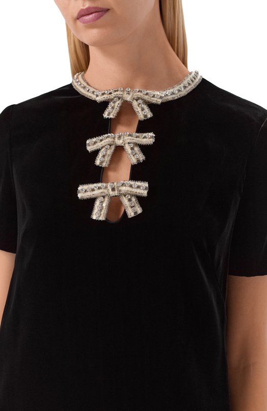 Бархатное платье Valentino 8B3VAHH5/9Q9 Чёрный  8B3VAHH5/9Q9 Фото 4