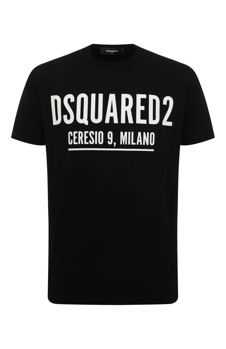 Мужская хлопковая футболка DSQUARED2 черного цвета, арт. S71GD1058/S23009 | Фото 1 (Рукава: Короткие; Длина (дл�я топов): Стандартные; Материал внешний: Хлопок; Принт: С принтом; Стили: Гранж; Размерность: Маломерит; Материал сплава: Проставлено; Драгоценные камни: Проставлено)