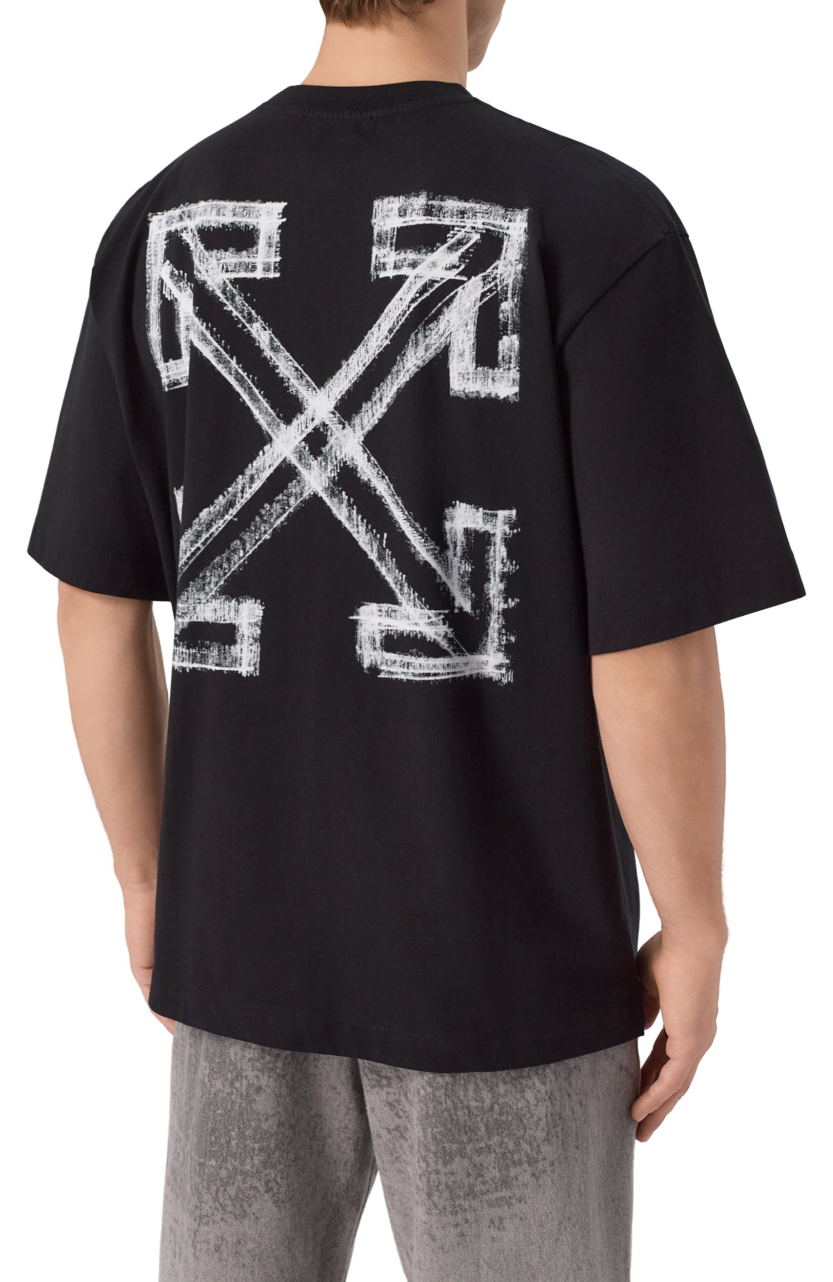 Хлопковая футболка OFF-WHITE черного цвета по цене 43500 руб., арт. 0MAA120F26JER00Y0, фото 4 Хлопковая футболка OFF-WHITE, арт. 0MAA120F26JER00Y0, фото 4