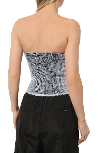 Джинсовый топ-корсет DONDUP голубого цвета по цене 33600 руб., арт. DC366/DF0260D HG5, фото 4 Джинсовый топ-корсет DONDUP, арт. DC366/DF0260D HG5, фото 4