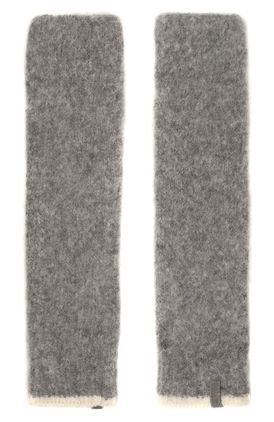 Шерстяные митенки BRUNELLO CUCINELLI серого цвета по цене 36750 руб., арт. MHM506769, фото 2 Шерстяные митенки BRUNELLO CUCINELLI, арт. MHM506769, фото 2
