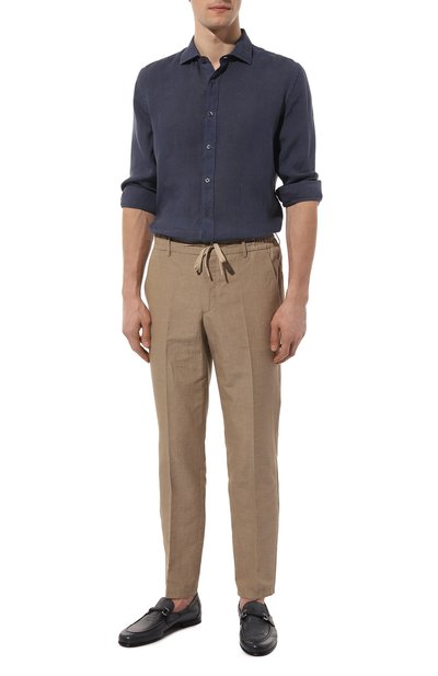 Льняная рубашка 120% LINO темно-синего цвета по цене 26350 руб., арт. Y0M1311/0000115/S00, фото 2 Льняная рубашка 120% LINO, арт. Y0M1311/0000115/S00, фото 2