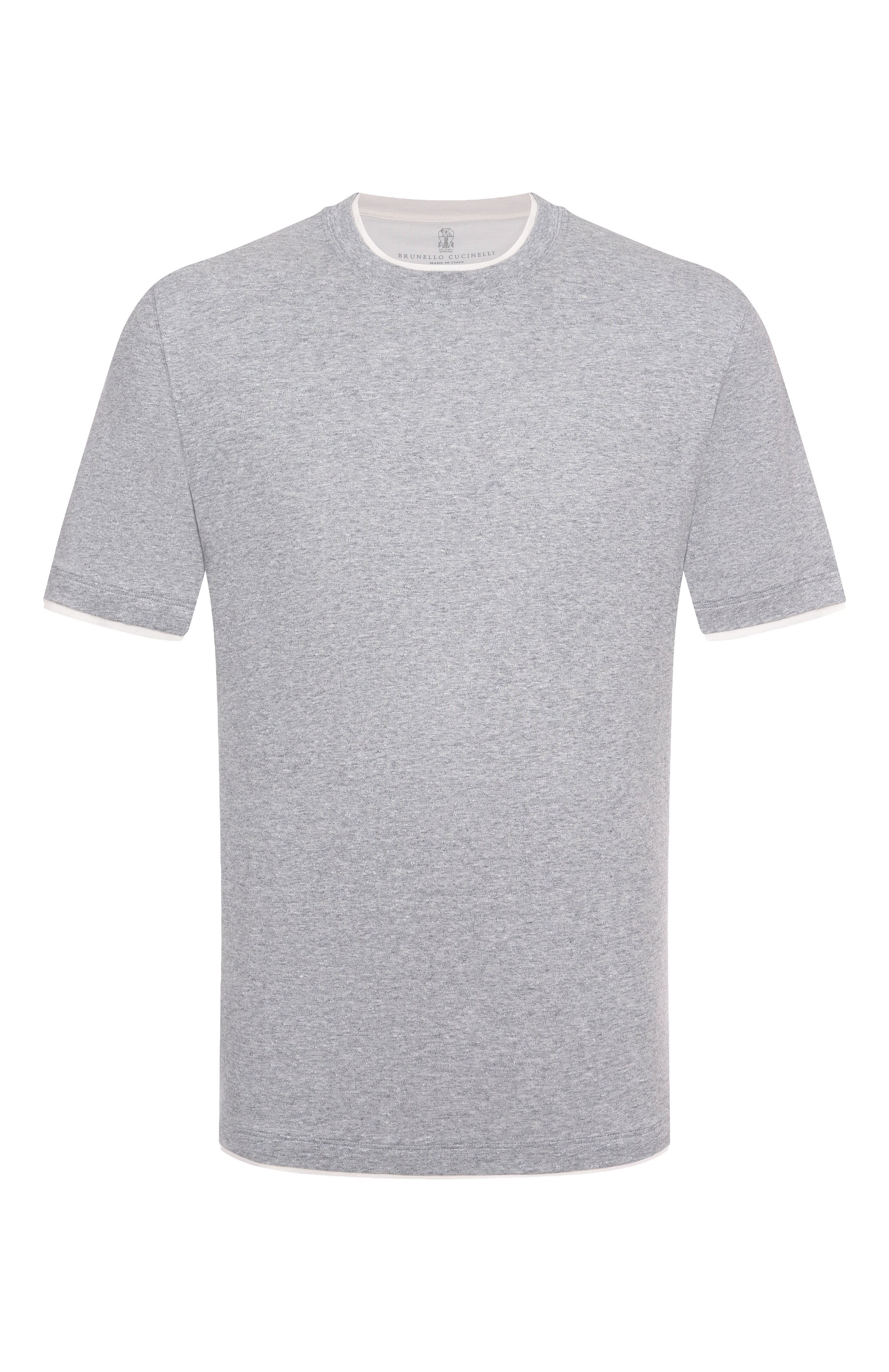 Футболка изо льна и хлопка BRUNELLO CUCINELLI, арт. MW8357427, фото 1