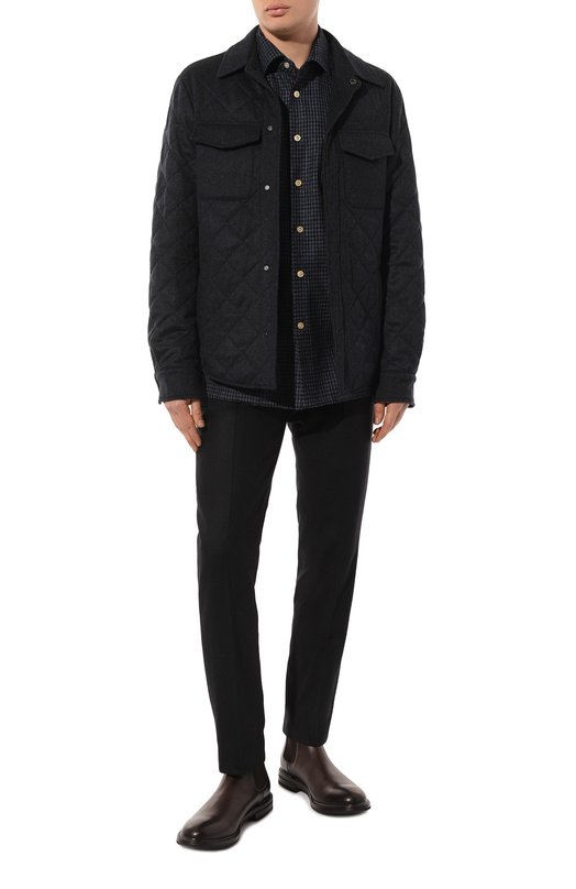 Рубашка из шерсти и шелка Kiton UMCNERK0143C02 Синий  UMCNERK0143C02 Фото 2