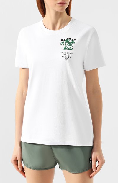 Хлопковая футболка OFF-WHITE белого цвета по цене 19250 руб., арт. 0WAA049R19B070450140, фото 3 Хлопковая футболка OFF-WHITE, арт. 0WAA049R19B070450140, фото 3