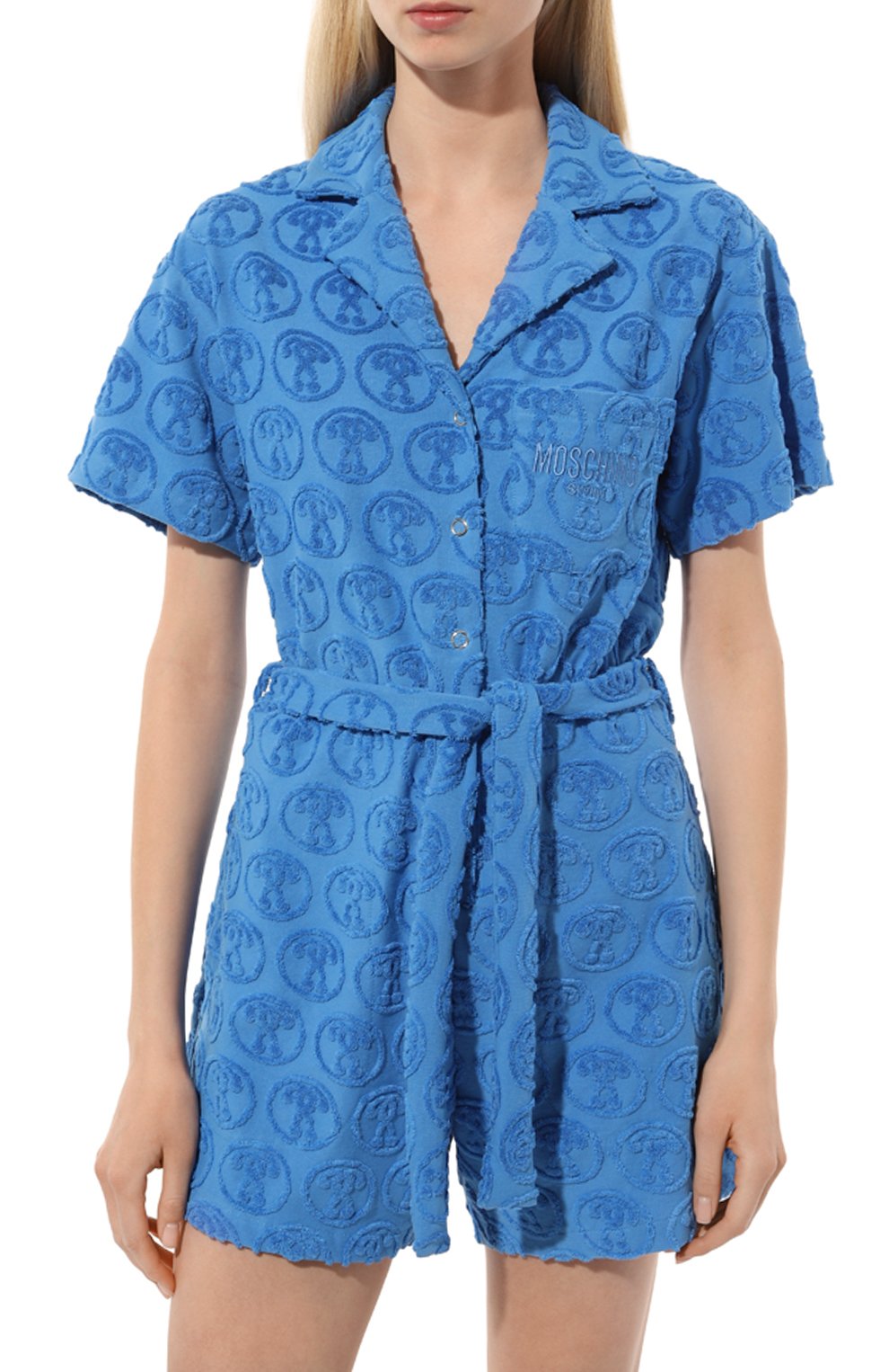 Хлопковый комбинезон MOSCHINO голубого цвета по цене 26150 руб., арт. A2607/9406, фото 3 Хлопковый комбинезон MOSCHINO, арт. A2607/9406, фото 3