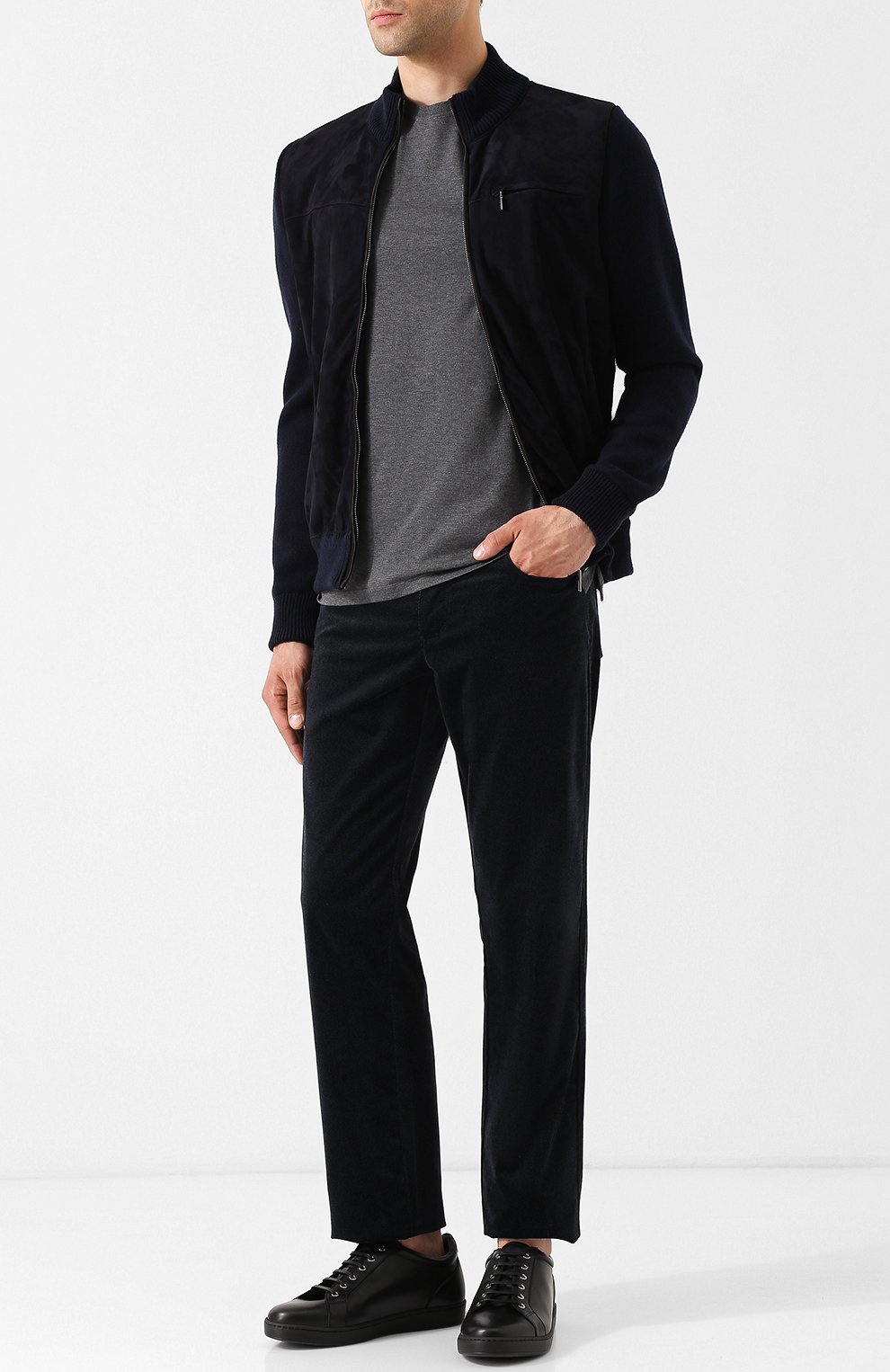 Однотонная хлопковая футболка ZEGNA, арт. UR526/706R, фото 2