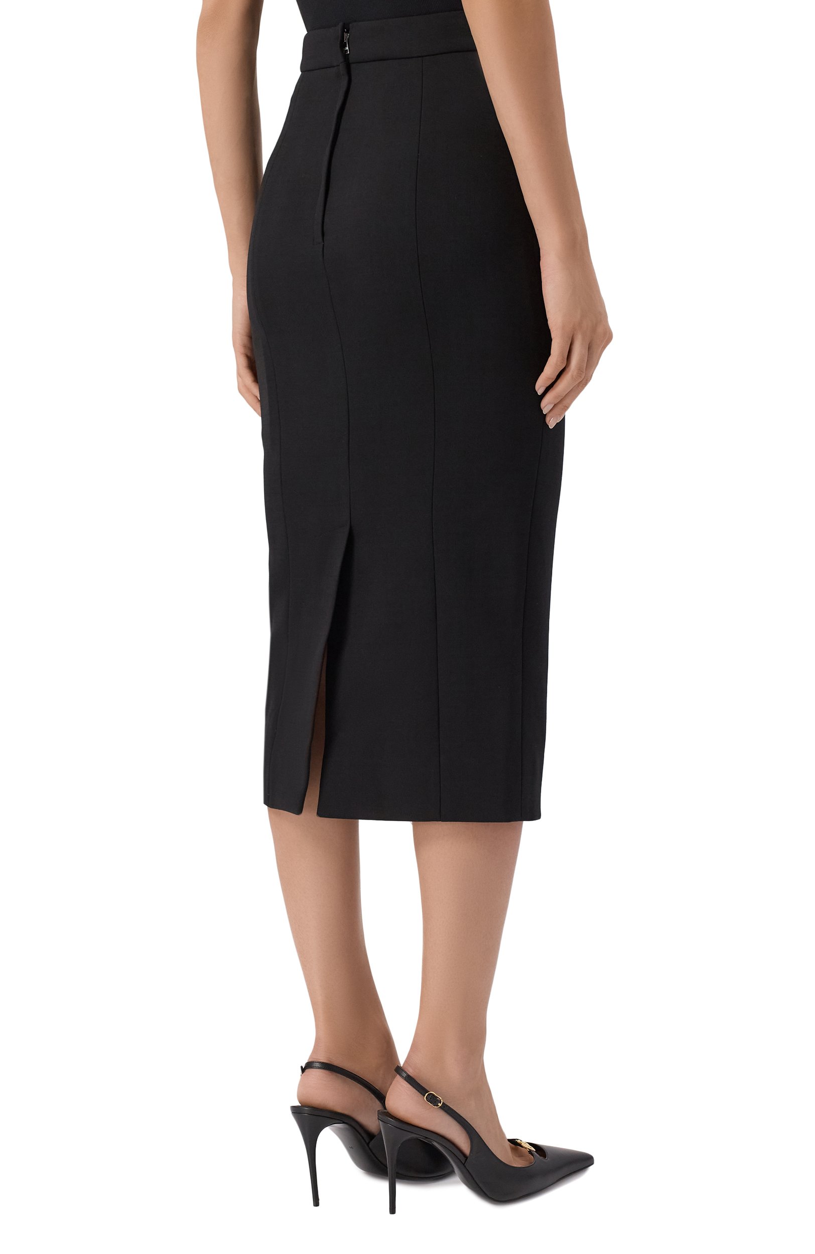 Шерстяная юбка DOLCE & GABBANA черного цвета по цене 123000 руб., арт. F4DEJT/FUBCE, фото 4 Шерстяная юбка DOLCE & GABBANA, арт. F4DEJT/FUBCE, фото 4