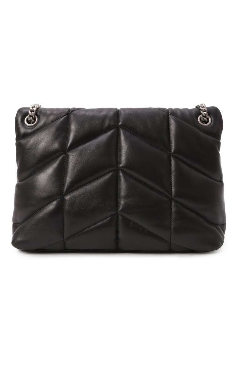 Женская сумка puffer loulou medium  SAINT LAURENT черного цвета, арт. 577475/1EL00 | Фото 6 (Ремень/цепочка: На ремешке; Материал: Натуральная кожа; Сумки-технические: Сумки через плечо; Размер: medium; Автоматизация Diginetica: Не назначено)