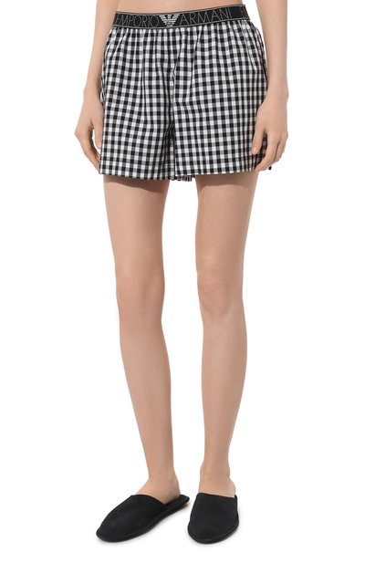 Хлопковые шорты EMPORIO ARMANI черно-белого цвета по цене 6155 руб., арт. 164816/4R242, фото 3 Хлопковые шорты EMPORIO ARMANI, арт. 164816/4R242, фото 3