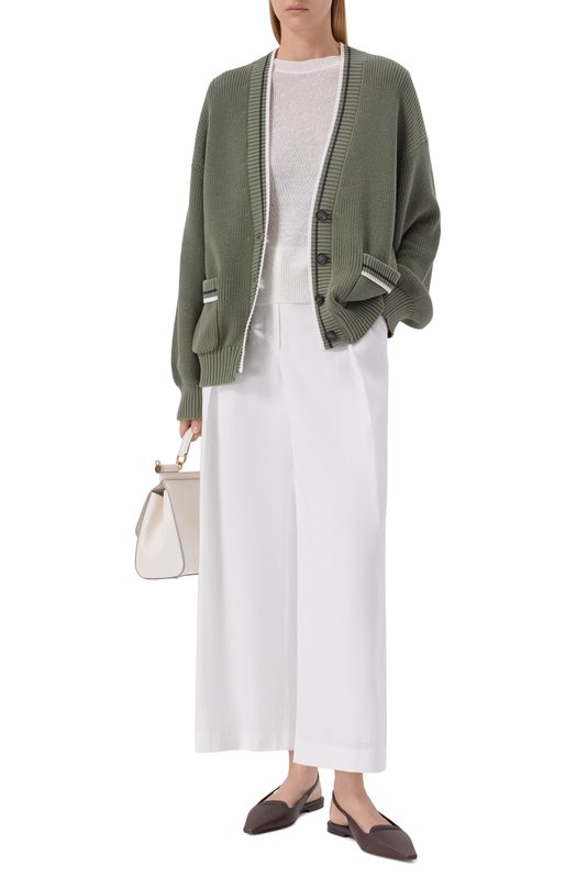 Хлопковый кардиган Brunello Cucinelli M19756306 Хаки  M19756306 Фото 2
