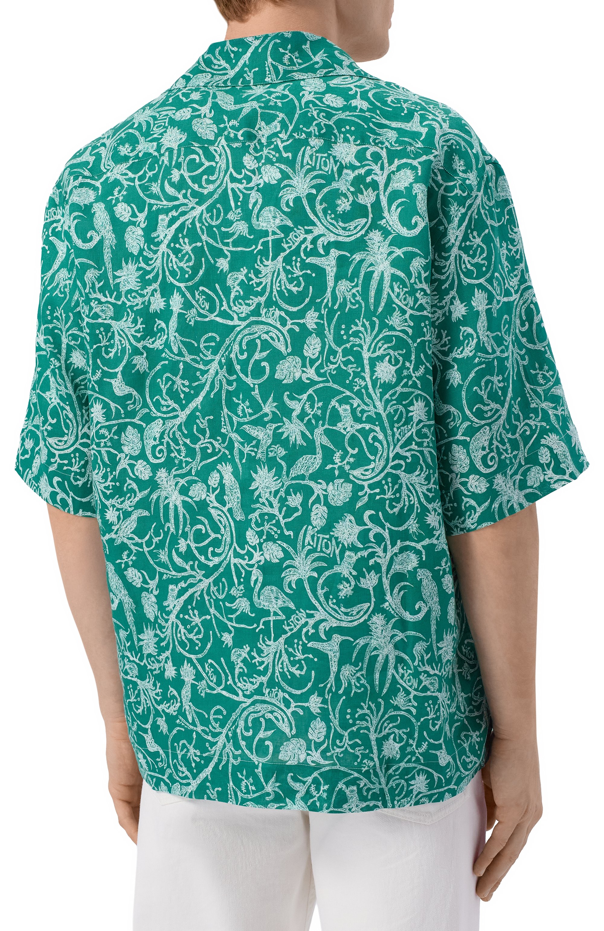 Льняная рубашка KITON зеленого цвета по цене 121000 руб., арт. UMC028H09717, фото 4 Льняная рубашка KITON, арт. UMC028H09717, фото 4