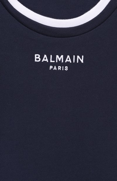 Хлопковая футболка BALMAIN темно-синего цвета по цене 20900 руб., арт. BY8Q31, фото 3 Хлопковая футболка BALMAIN, арт. BY8Q31, фото 3