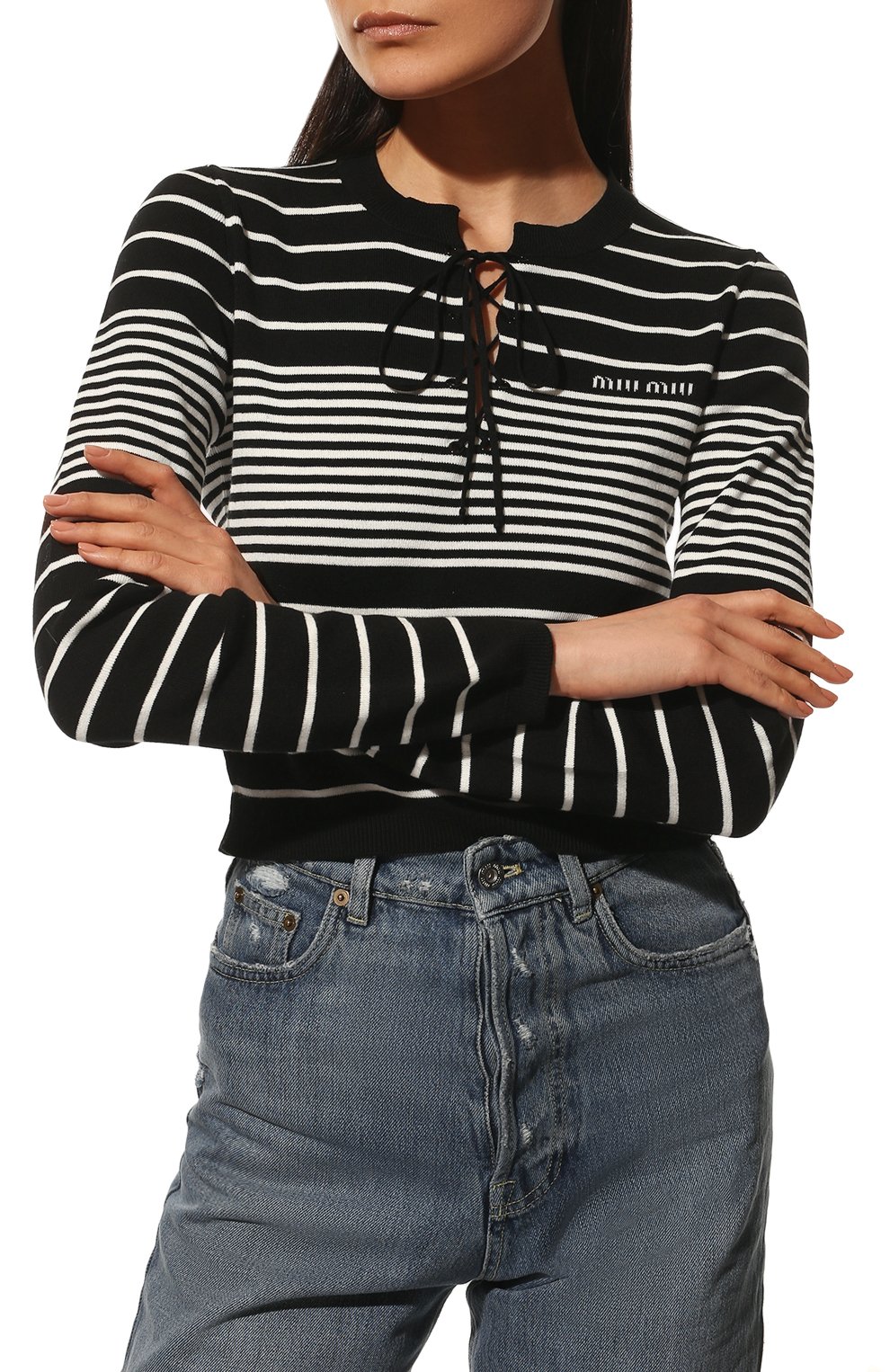 Хлопковый пуловер MIU MIU, арт. MML559-10KB-F0967, фото 3