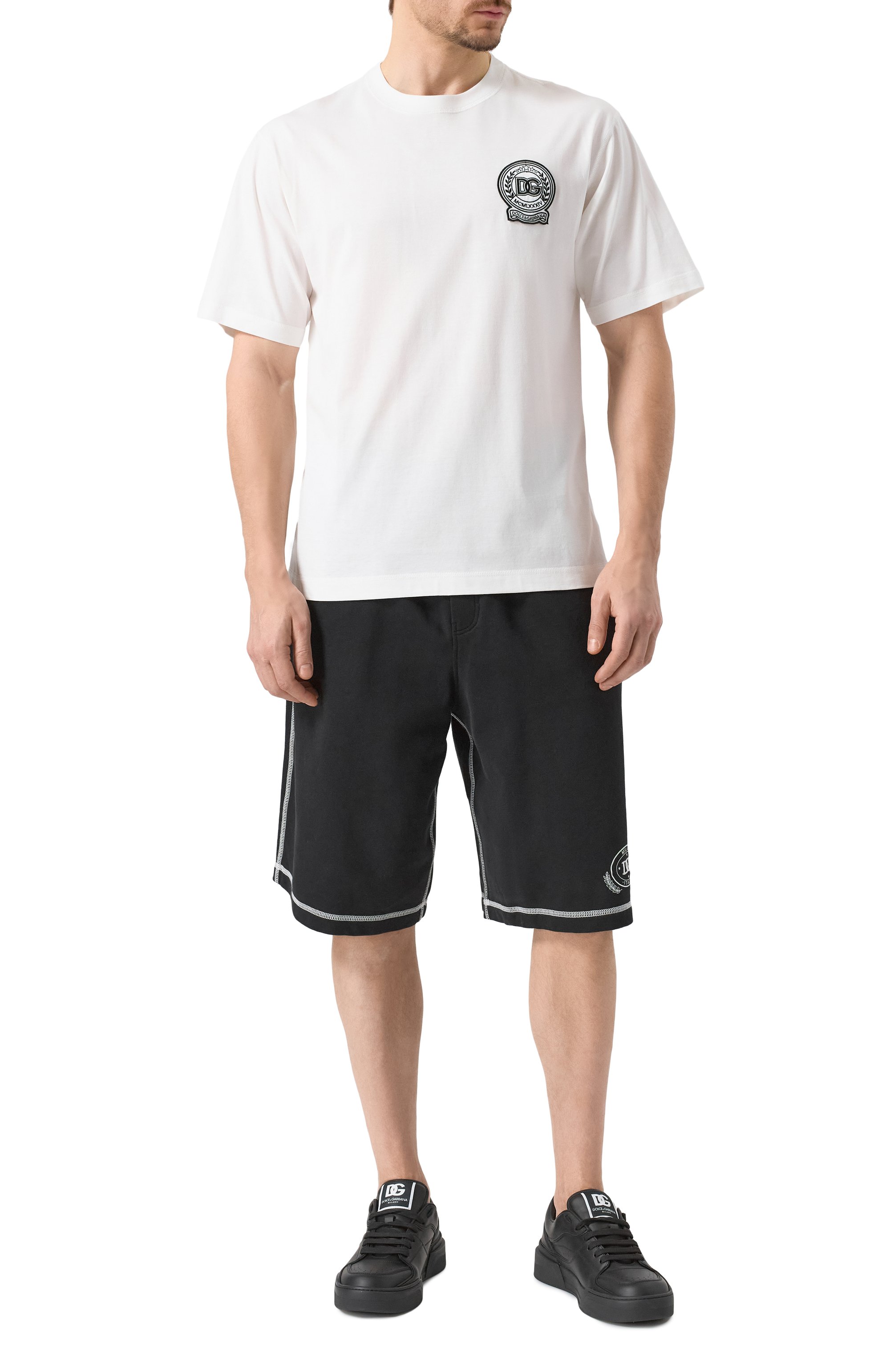 Хлопковые шорты DOLCE & GABBANA черного цвета по цене 67400 руб., арт. GP08BZ/G7N0N, фото 2 Хлопковые шорты DOLCE & GABBANA, арт. GP08BZ/G7N0N, фото 2