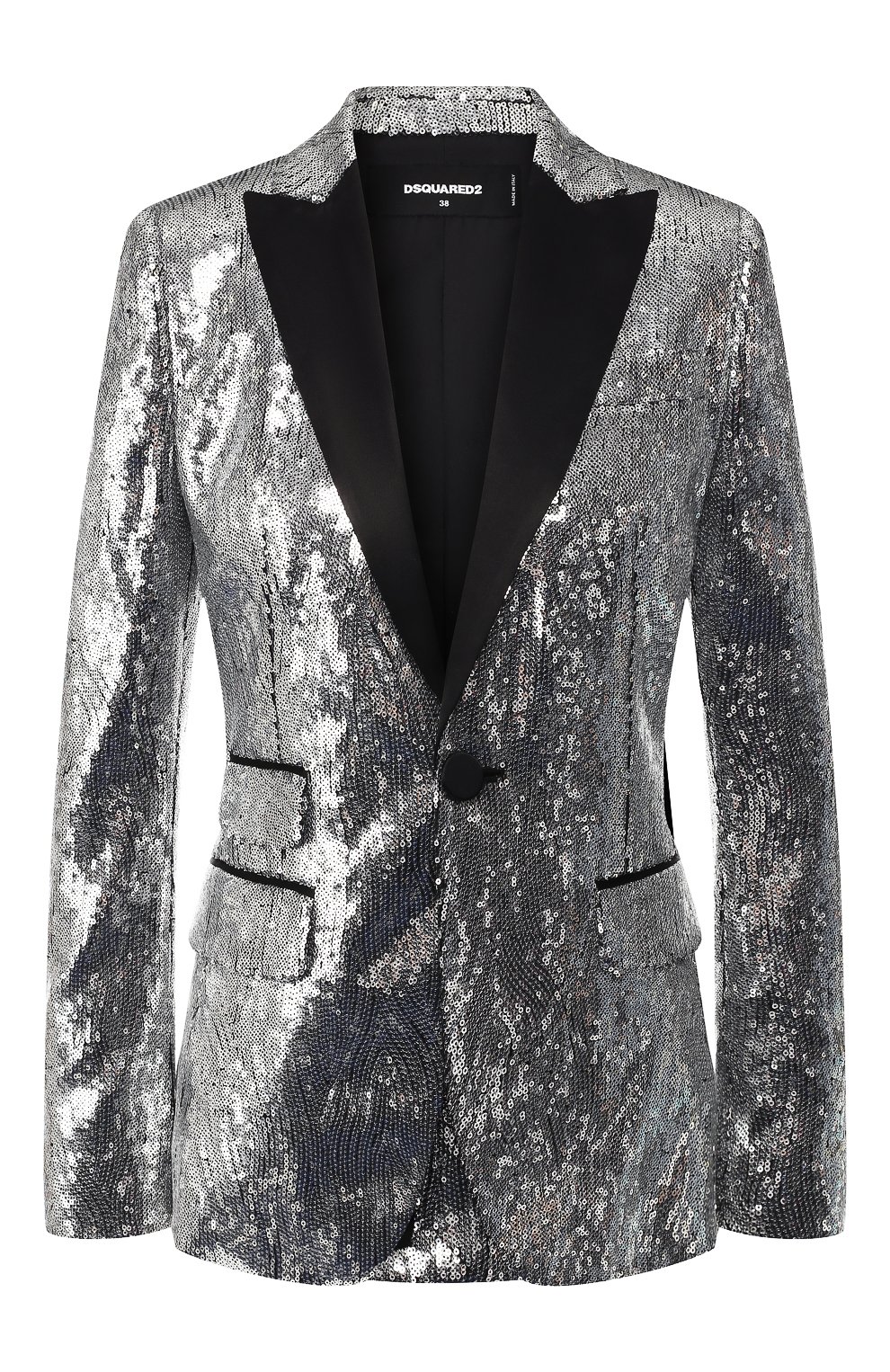 Жакет с пайетками DSQUARED2 серебряного цвета по цене 222500 руб., арт. S75BN0611/S42772, фото 1 Жакет с пайетками DSQUARED2, арт. S75BN0611/S42772, фото 1