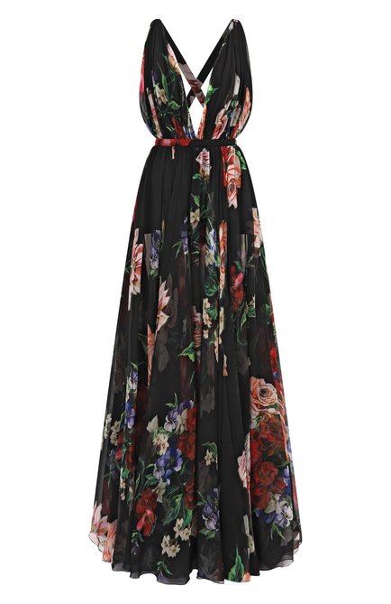 Женское шелковое платье DOLCE & GABBANA разноцветного цвета, арт. F6ZA1T/IS1Y7 | Фото 1 (Автоматизация ТО: Проставлено; Длина Ж (юбки, платья, шорты): Макси; Автоматизация состава: Проставлено; Материал внешний: Шелк)