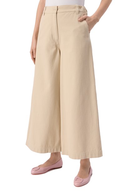 Хлопковые брюки WEEKEND MAX MARA кремового цвета по цене 26350 руб., арт. DISC0, фото 3 Хлопковые брюки WEEKEND MAX MARA, арт. DISC0, фото 3