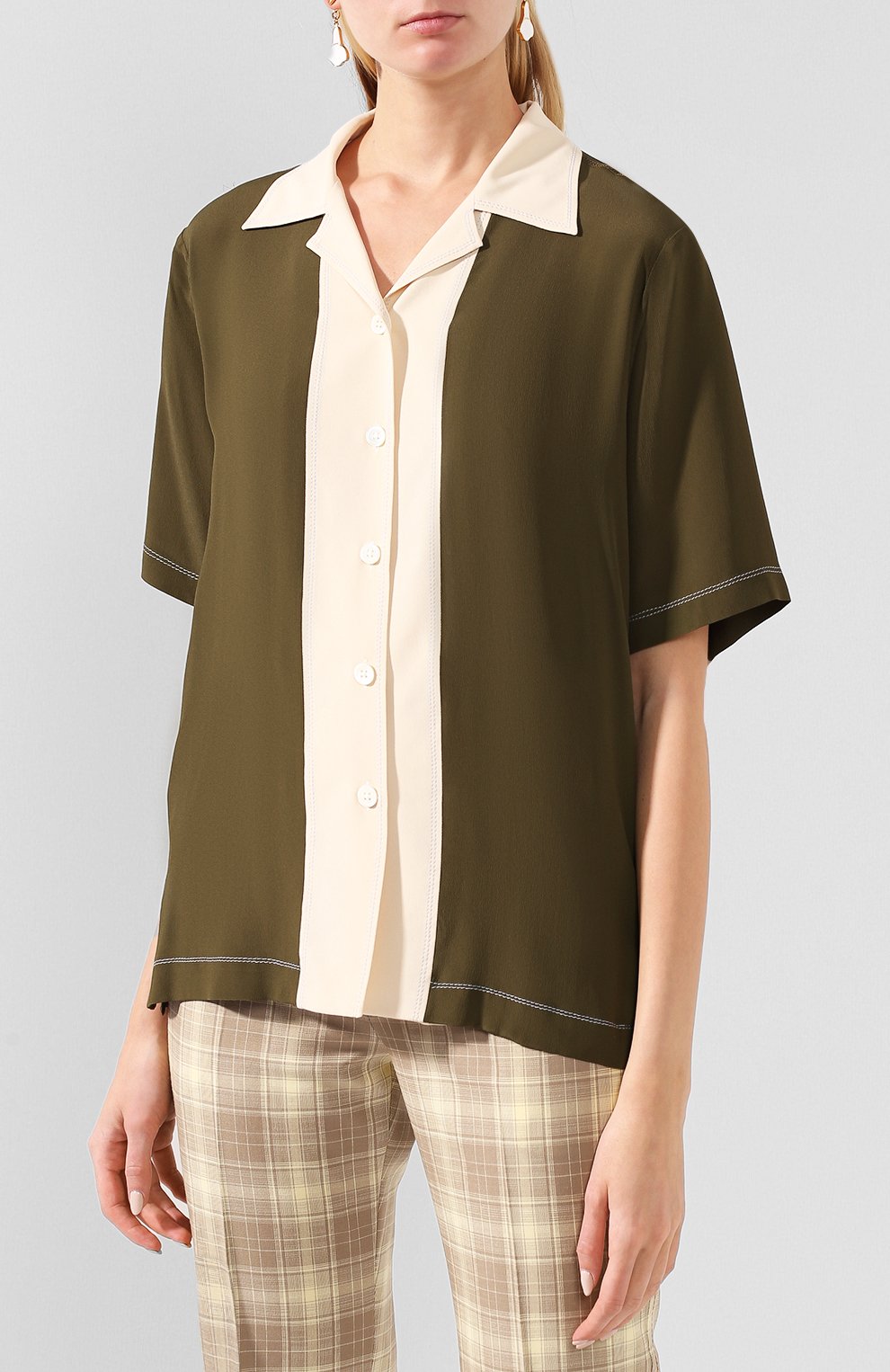 Рубашка MARNI хаки цвета по цене 51250 руб., арт. CAMA0270Q0/TA089, фото 3 Рубашка MARNI, арт. CAMA0270Q0/TA089, фото 3