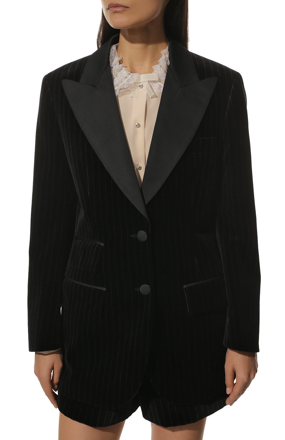 Бархатный жакет MIU MIU черного цвета по цене 280000 руб., арт. MH1628-1ZGU-F0002, фото 3 Бархатный жакет MIU MIU, арт. MH1628-1ZGU-F0002, фото 3