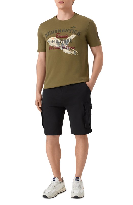 Хлопковая футболка Aeronautica Militare 251TS2406J641 Хаки  251TS2406J641 Фото 2