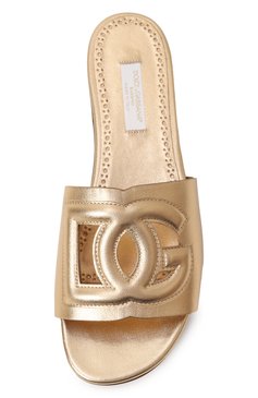 Детский кожаные шлепанцы DOLCE & GABBANA золотого цвета, арт. D11032/A5439/37-39 | Фото 4 (Материал сплава: Проставлено; Материал внутренний: Натуральная кожа; Нос: Не проставлено; Материал внешний: Натуральная кожа)