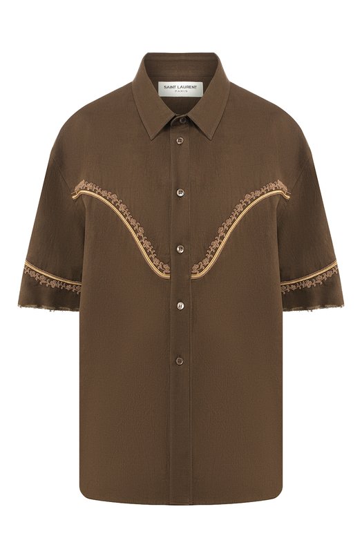

Хлопковая рубашка Saint Laurent, Хаки