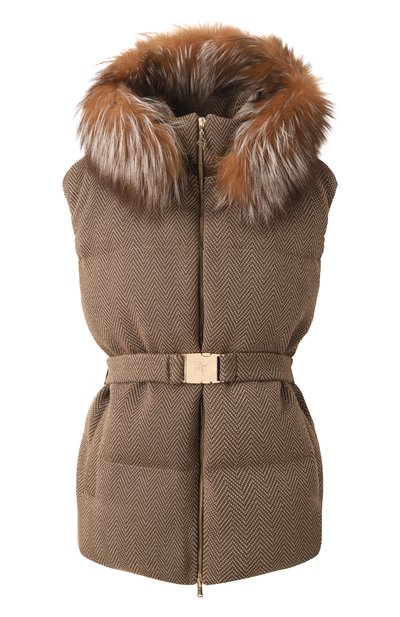 Женский пуховый жилет с отделкой из меха лисы FREEAGE, арт. WW25.VS013M.2939.130