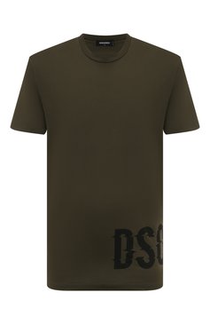 Мужская хлопковая футболка DSQUARED2 хаки цвета, арт. S74GD1261 | Фото 1 (Длина (для топов): Стандартные; Рукава: Короткие; Материал внешний: Хлопок; Стили: Милитари; Принт: С принтом; Мужское Кросс-КТ: Футболка-одежда; Кросс-КТ: Джерси)
