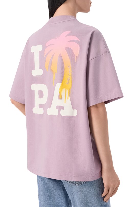 Хлопковая футболка Palm Angels PWAA07BS26JER004 Фиолетовый  PWAA07BS26JER004 Фото 4