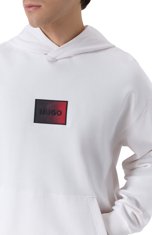 Хлопковое худи HUGO 50553145 Белый  50553145 Фото 5
