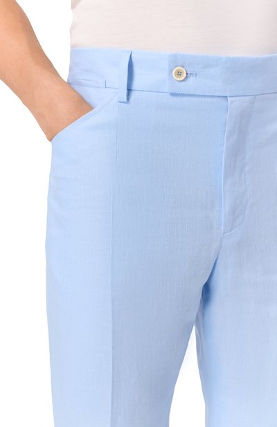 Льняные брюки DOLCE & GABBANA голубого цвета по цене 111500 руб., арт. GP0R1T/FU4JB, фото 5 Льняные брюки DOLCE & GABBANA, арт. GP0R1T/FU4JB, фото 5