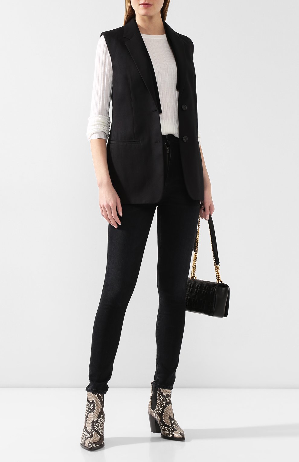 Жилет из смеси хлопка и льна HELMUT LANG черного цвета по цене 57000 руб., арт. J10HW103, фото 2 Жилет из смеси хлопка и льна HELMUT LANG, арт. J10HW103, фото 2