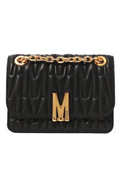 Женская сумка m group quilted MOSCHINO черного цвета, арт. 2317 A7451/8002 | Фото 1 (Сумки-технические: Сумки через плечо; Материал: Натуральная кожа; Материал сплава: Проставлено; Ремень/цепочка: На ремешке; Драгоценные камни: Проставлено; Размер: small)