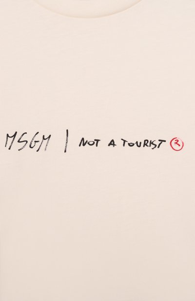 Хлопковая майка MSGM KIDS кремового цвета по цене 6610 руб., арт. S6MSJBTH242, фото 3 Хлопковая майка MSGM KIDS, арт. S6MSJBTH242, фото 3