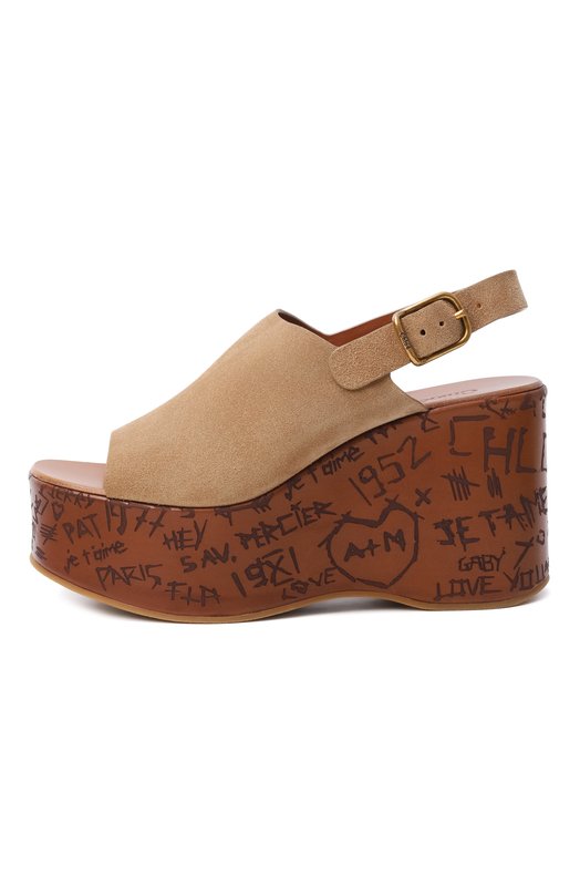 Замшевые босоножки Maxime Chloé CH25A10GRY Бежевый  CH25A10GRY Фото 4