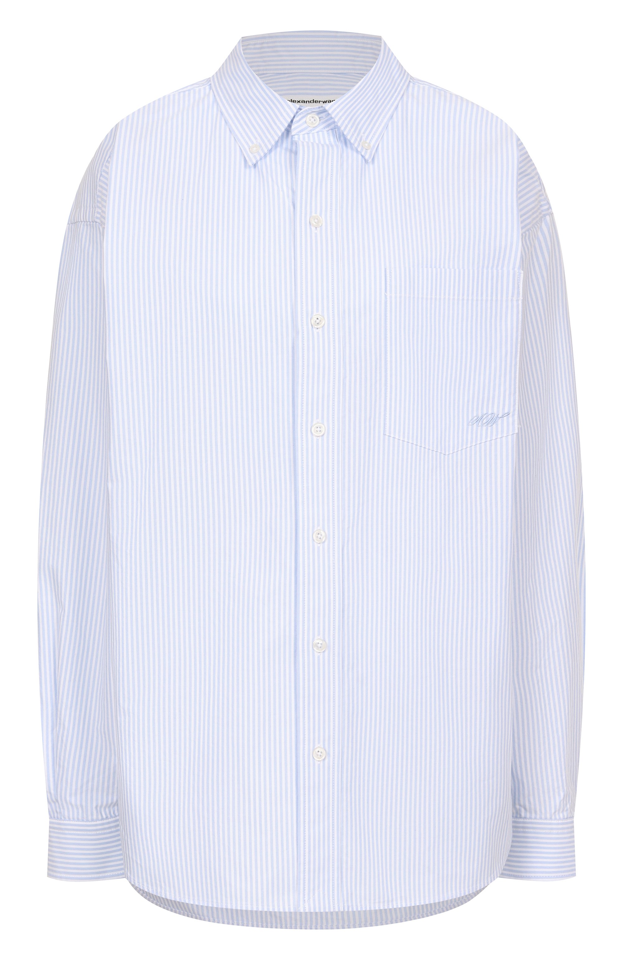 Хлопковая рубашка ALEXANDERWANG.T голубого цвета по цене 59150 руб., арт. 4WC2251013, фото 1 Хлопковая рубашка ALEXANDERWANG.T, арт. 4WC2251013, фото 1