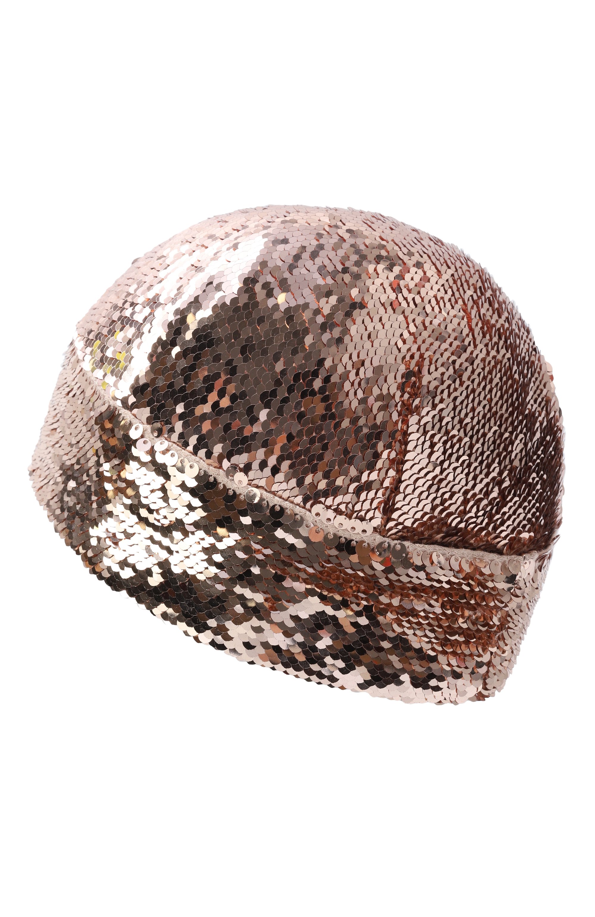 Шапка с отделкой пайетками PANFIL золотого цвета по цене 20000 руб., арт. GLD-SHP-00, фото 2 Шапка с отделкой пайетками PANFIL, арт. GLD-SHP-00, фото 2