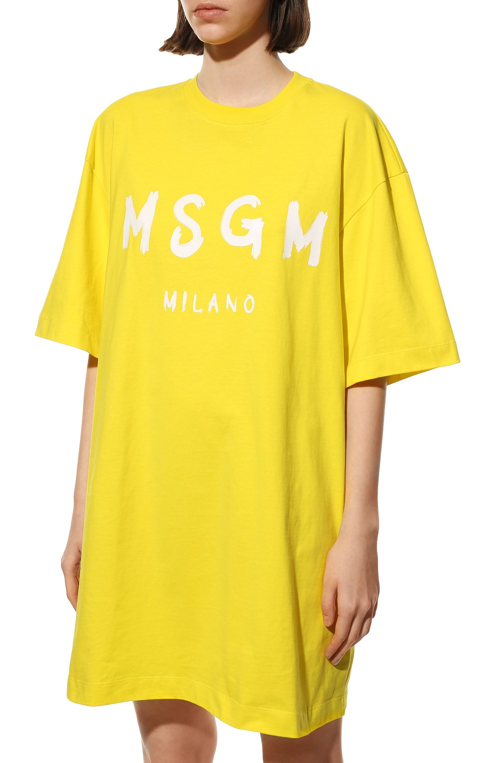 Хлопковое платье MSGM желтого цвета по цене 18300 руб., арт. 3241MDA510 227298, фото 3 Хлопковое платье MSGM, арт. 3241MDA510 227298, фото 3
