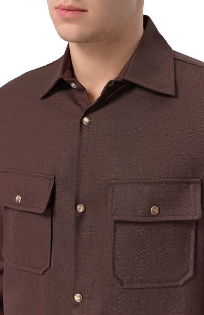 Шерстяная рубашка MARCO PESCAROLO темно-коричневого цвета по цене 97300 руб., арт. NEXT/5318_001, фото 5 Шерстяная рубашка MARCO PESCAROLO, арт. NEXT/5318_001, фото 5