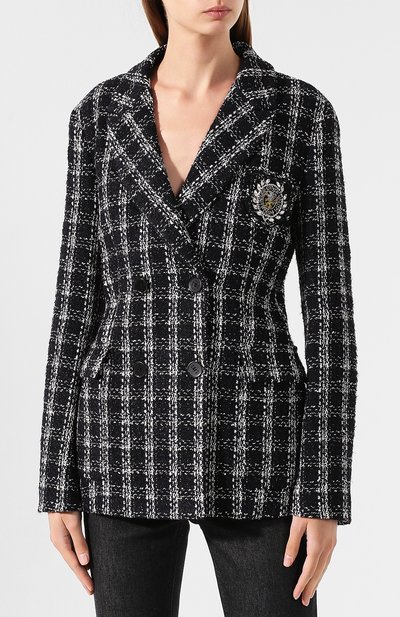 Двубортный жакет MSGM черно-белого цвета по цене 57650 руб., арт. 2741MDG07X 195624, фото 3 Двубортный жакет MSGM, арт. 2741MDG07X 195624, фото 3