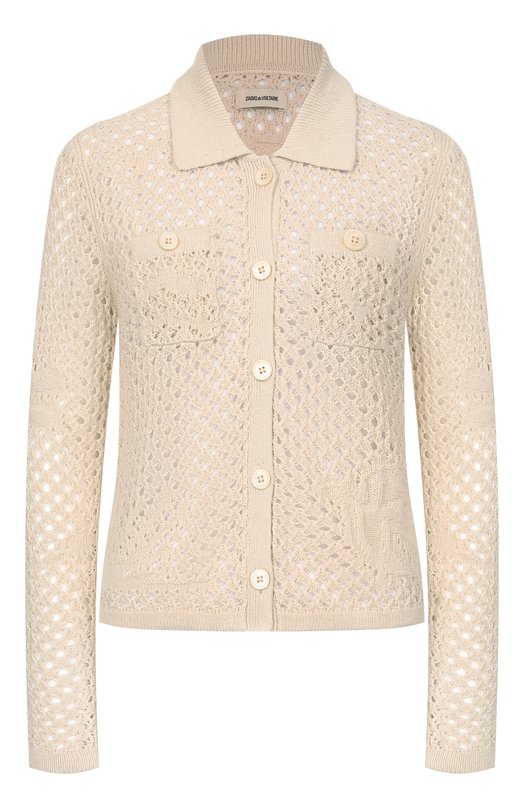 Кардиган изо льна и хлопка Zadig and Voltaire KWCA01672 Кремовый KWCA01672