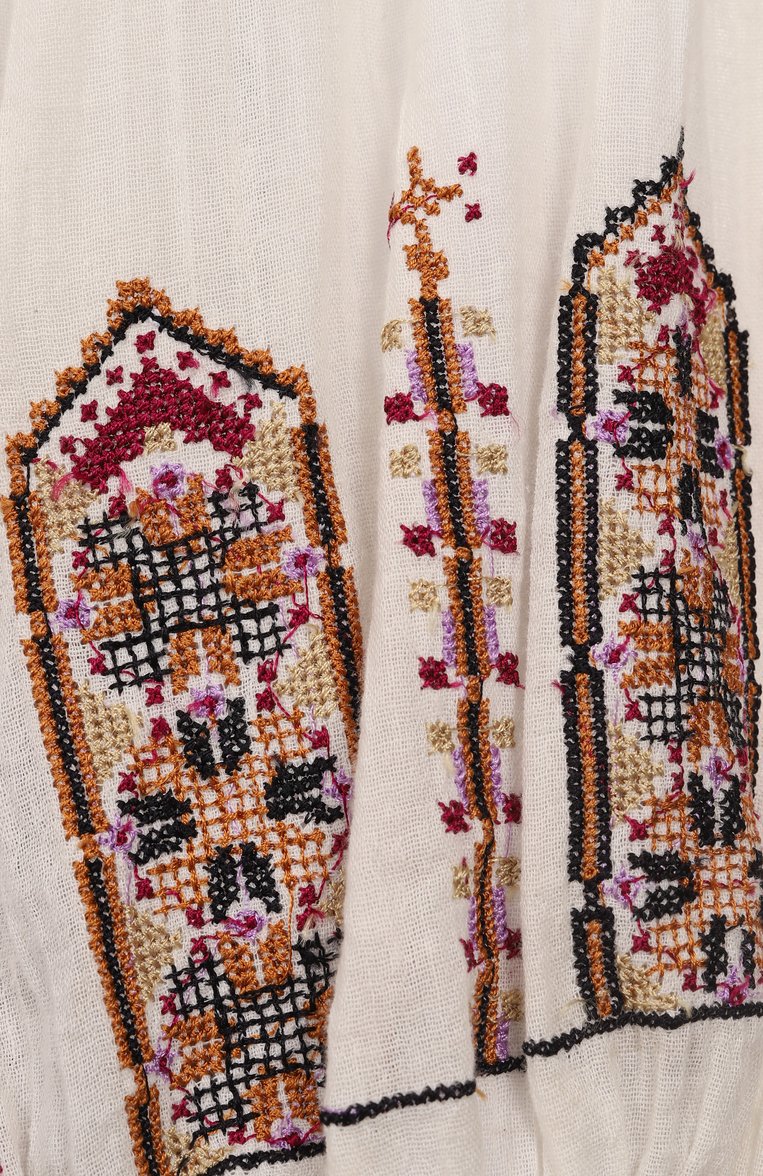 Женская хлопковая блузка ISABEL MARANT ETOILE кремового цвета, арт. HT0557FA/C1J11E | Фото 6 (Материал внешний: Хлопок; Длина (для топов): Стандартные; Автоматизация состава: Проставлено; Автоматизация ТО: Проставлено; Рукава: Длинные; Женское Кросс-КТ: Блуза-одежда; Принт: Без принта; Стили: Бохо)