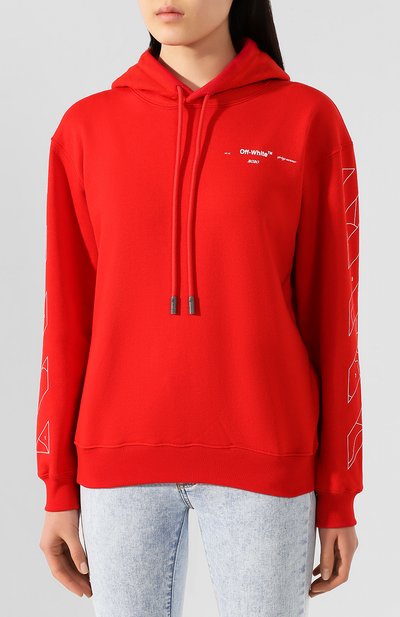 Хлопковое худи OFF-WHITE красного цвета по цене 44850 руб., арт. 0WBB032S20FLE0032501, фото 3 Хлопковое худи OFF-WHITE, арт. 0WBB032S20FLE0032501, фото 3