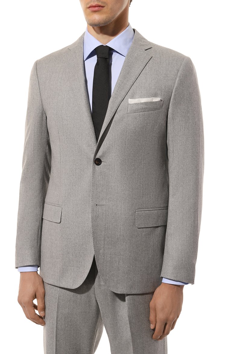 Мужской шерстяной костюм CORNELIANI светло-серого цвета, арт. 946005-9418111_SET | Фото 3 (Материал внешний: Шерсть; Рукава: Длинные; Материал сплава: Проставлено; Драгоценные камни: Проставлено; Костюмы М: Однобортный; Стили: Классический)