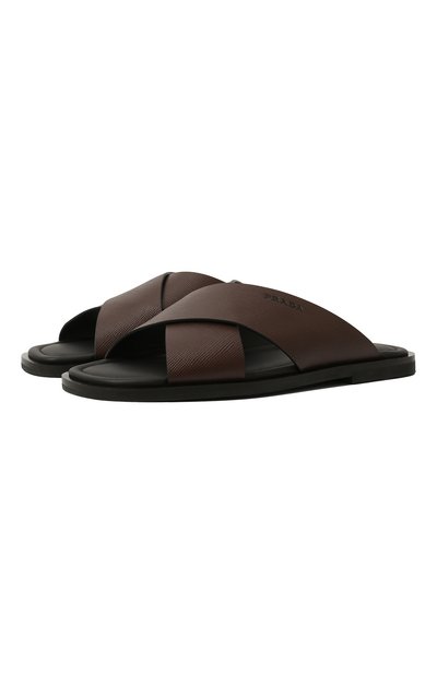 Мужские кожаные шлепанцы PRADA, арт. 2X3029-3E0N-F0038